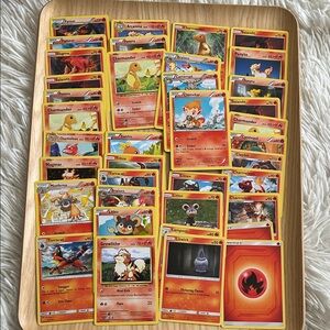 70 Red-Orange Pokemon Trading Card Collection, 1 holographic, energies, online